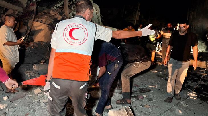 Palestine Red Crescent Society volunteers responding to the needs of people affected by the ongoing violence between Israel and Palestine.