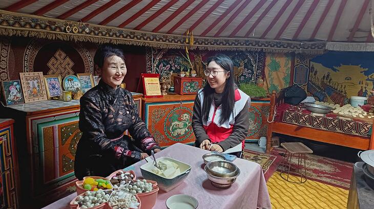 A herder hosts a Mongolian Red Cross volunteer in her ‘Ger’, a traditional Mongolian dwelling, in May 2025, one year after the devastating Dzud that claimed millions of livestock. The visit, part of ongoing support efforts, offered a chance to connect, share stories, and reflect on the deep bond between herding families and their animals. 